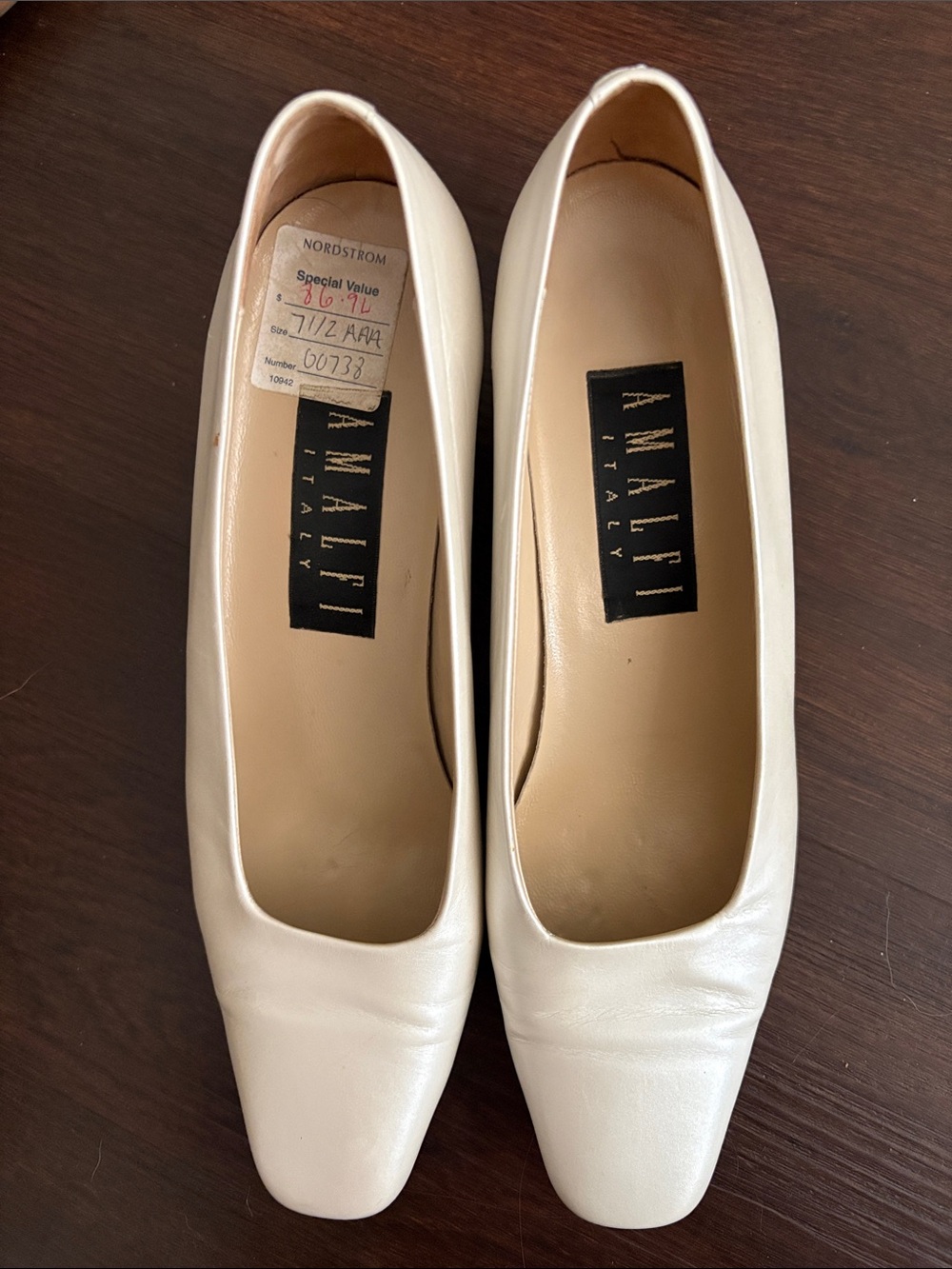 Amalfi Cream Leather Square-Toe Pumps